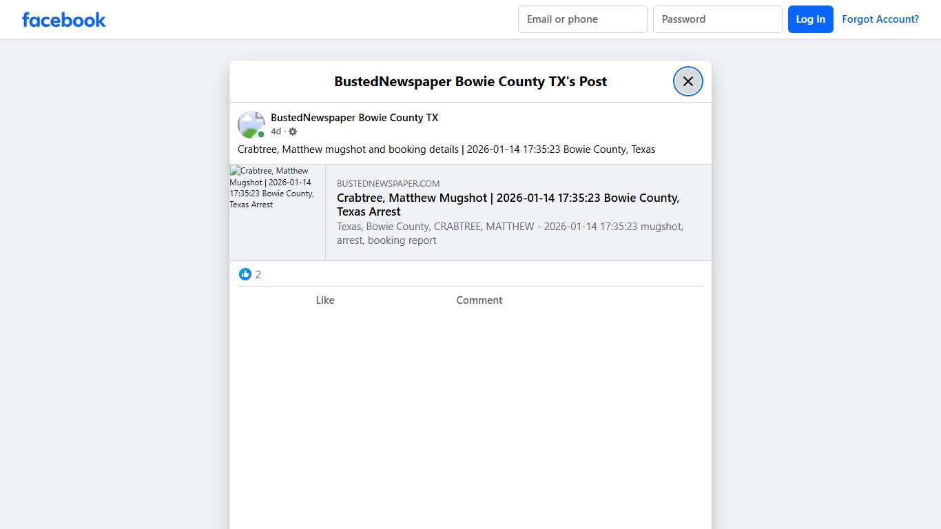Crabtree, Matthew... - BustedNewspaper Bowie County TX | Facebook